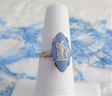 Boxed Ring Wedgwood Blue Jasper Ceres Cupid Sterling Silver JW London 1973 Elegant