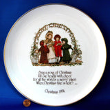 Holly Hobbie Christmas Plate 1974 Porcelain Large 10.5 Holiday Decor Victorian