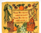 Linen Blessing Calendar Towel 1975 Dish Towel Gold Avocado Green Orange Retro Kitchen