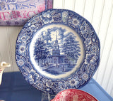 Liberty Blue Staffordshire Independence Hall Plate 9.85 Inch Dinner Plate