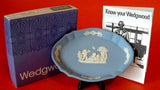 Wedgwood Jasperware Silver Tray Blue Cherubs Original Box 1970s Spoon Tray