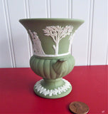 Wedgwood Green Jasperware Classical Vase Urn England 1970s Sacrifice Figures
