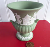Wedgwood Green Jasperware Classical Vase Urn England 1970s Sacrifice Figures