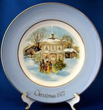 Boxed Christmas Plate Christmas 1977 E Wedgwood Carollers In The Snow Blue Border