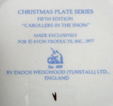 Christmas Plate Christmas 1977 Wedgwood Carollers In The Snow Blue Border Avon