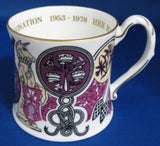 Queen Elizabeth II Silver Jubilee Coalport Mug 1977 Bone China Symbols Purple