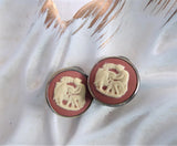 Wedgwood Earrings Sterling Silver Jasperware Terracotta Clip English Hallmarks 1979 JW