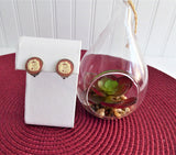 Wedgwood Earrings Sterling Silver Jasperware Terracotta Clip English Hallmarks 1979 JW