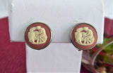 Wedgwood Earrings Sterling Silver Jasperware Terracotta Clip English Hallmarks 1979 JW