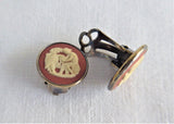 Wedgwood Earrings Sterling Silver Jasperware Terracotta Clip English Hallmarks 1979 JW