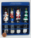 Christmas Canape Spreaders 4 Boxed Ornament Finials Santa Tree MIB Holiday 1998