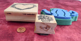 Country Shabby Rubber Stamps 2 Wood Mounted 1 Rubber Teapot Heart Wreath Rose Bush Invitations