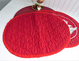 Holiday Placemats Christmas Goose Pair Hand Made 1980s Quilted Table Linens Holiday Dinner