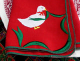 Christmas Goose Red Napkins Set of 4 Linen Dinner Napkins 1980s Holiday Tea Party