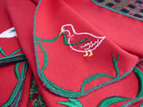 Christmas Goose Red Napkins Set of 4 Linen Dinner Napkins 1980s Holiday Tea Party