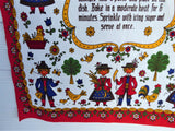Austrian Tea Towel Salzburger Nockerl Recipe Dish Towel 1980s Cotton Folk Art