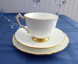 Aynsley Golden Crocus Teacup Trio Petal Molded White And Gold 1980s England