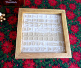 Christmas Quilt Tile Trivet Retro Country Snowman Mid Century 1980s Wood Frame