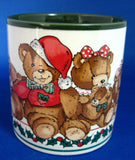 Christmas Mug Teddy Bears Holly Potpourri Press 1980s Green Holiday Cocoa Tea