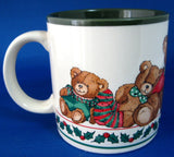 Christmas Mug Teddy Bears Holly Potpourri Press 1980s Green Holiday Cocoa Tea