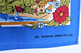 Tea Towel Cornwall Blue Border Map Villages 1980s Looe Truro Falmouth