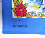 Tea Towel Cornwall Blue Border Map Villages 1980s Looe Truro Falmouth