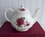 Crown Dorset Burgundy Rose Teapot Royal Patrician English Tea For Two 10 Ounces Red Roses
