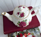 Crown Dorset Burgundy Rose Teapot Royal Patrician English Tea For Two 10 Ounces Red Roses
