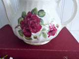 Crown Dorset Burgundy Rose Teapot Royal Patrician English Tea For Two 10 Ounces Red Roses