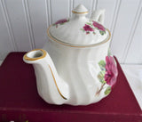 Crown Dorset Burgundy Rose Teapot Royal Patrician English Tea For Two 10 Ounces Red Roses