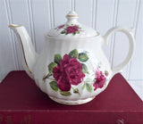 Crown Dorset Burgundy Rose Teapot Royal Patrician English Tea For Two 10 Ounces Red Roses