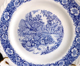 Countryside Blue Transferware Dinner Plate Franciscan England Rural Landscape 1980s