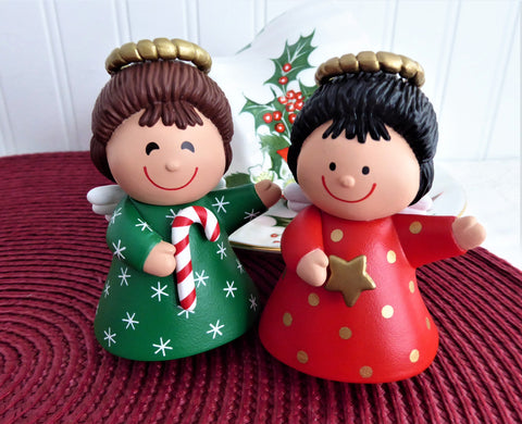 Salt And Pepper Shakers Christmas Angel Hallmark Orig Box Holiday 1980s