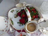 Hammersley Large 3 Piece Strawberry Ripe Serving Bowl With Cream Sugar 1980s