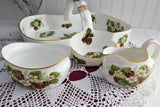 Hammersley Large 3 Piece Strawberry Ripe Serving Bowl With Cream Sugar 1980s