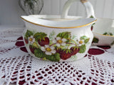 Hammersley Large 3 Piece Strawberry Ripe Serving Bowl With Cream Sugar 1980s
