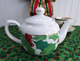 Holly Teapot Christmas Scripture Romans 15:13 Dayspring 22 Ounce Tea Pot 1980s