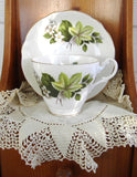 Leaves And Blossoms 1980s Cup And Saucer Royal Ascot English Bone China