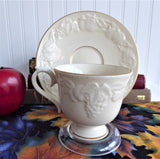 Lenox Fruits Of Life Cup And Saucer Embossed Fruit White And Gold 1980s