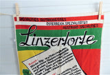 Tea Towel Austrian Linzer Torte Recipe Dish Towel 1980s Linen German Silver Cloth
