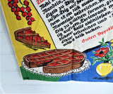 Tea Towel Austrian Linzer Torte Recipe Dish Towel 1980s Linen German Silver Cloth