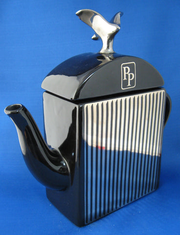 Rolls Royce Like Radiator Teapot Black And Silver Morten Prestige 1980s UK Auto Grille Teapot