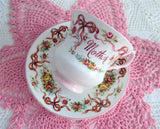 Mother Special Occasion Cup And Saucer Queen's Bone China 1980s Ribbons Roses
