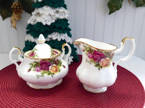 Royal Albert Old Country Roses 1980s Large Cream Sugar Bowl With Lid England
