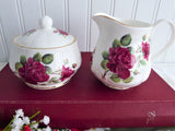 Cream And Sugar Burgundy Rose Royal Patrician English Bone China 2002
