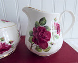 Cream And Sugar Burgundy Rose Royal Patrician English Bone China 2002