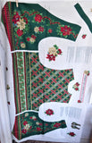 Spirit Of Christmas Vest Fabric Panel Cut And Sew Xmas Holly Roses Plaid Gold