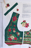 Spirit Of Christmas Vest Fabric Panel Cut And Sew Xmas Holly Roses Plaid Gold