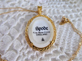 Spode Blue Willow Pendant Necklace 1980s Oval 24kt Gold Plated Danbury Mint