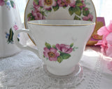 Pink Roses Cup And Saucer Summer Blooms Crown Trent 1980s Bone China